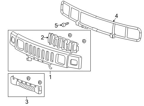 2009 Hummer H2 Grille, Titanium Diagram for 25911056