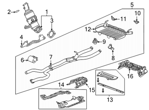 2020 Cadillac CT5 Catalytic Converter, Driver Side Diagram for 12708845