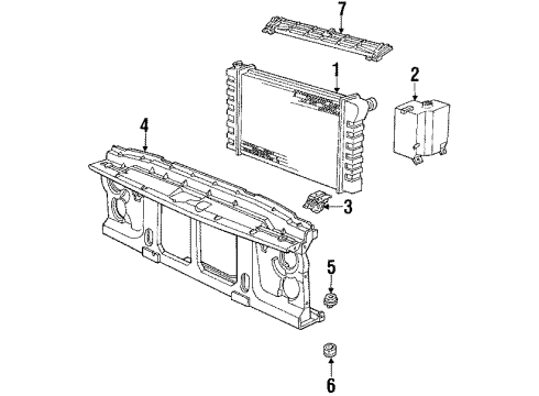 1990 Chevy V1500 Suburban Radiator & Components Diagram