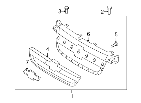 2007 Chevy Aveo Grille & Components Diagram