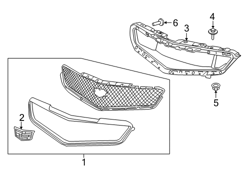 2018 Cadillac ATS Grille & Components Diagram 2 - Thumbnail