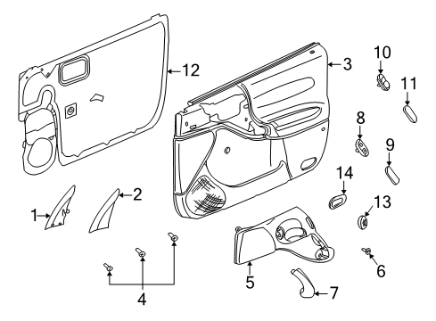2002 Saturn L200 Interior Trim - Front Door Diagram