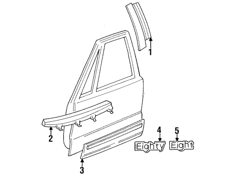 1993 Oldsmobile 88 Belt Molding, Front Outer Passenger Side Diagram for 25642359