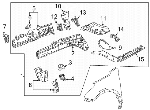 2024 Buick Envision Structural Components & Rails Diagram