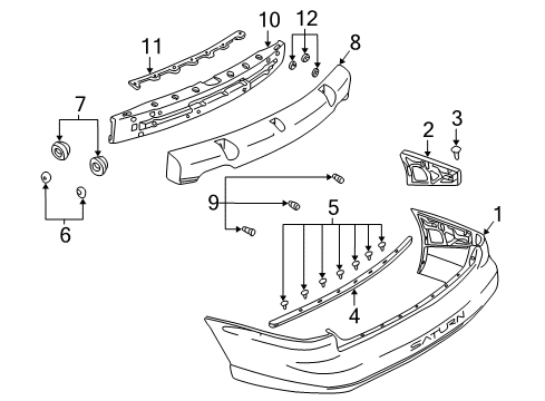2001 Saturn LW300 Bumper & Components - Rear Diagram