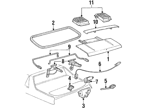 1986 Pontiac Fiero Lock, Black, Rear Diagram for 20166276