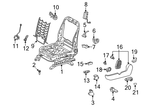 2009 Pontiac Vibe Front Seat Components Diagram 6 - Thumbnail