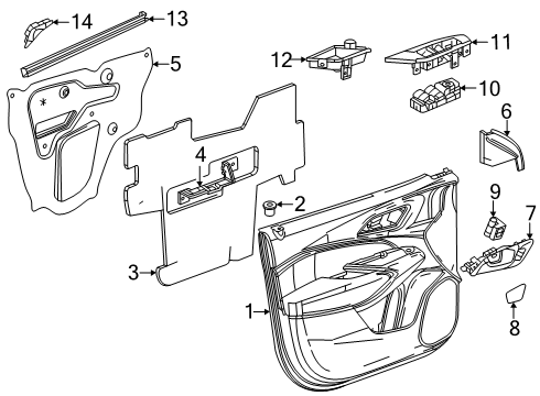 2025 Chevy Trax Interior Trim - Front Door Diagram