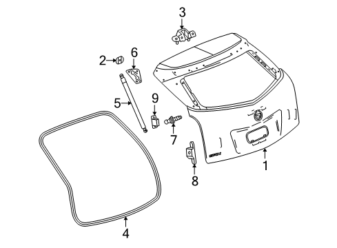 2013 Cadillac SRX Lift Cylinder, Passenger Side Diagram for 22745513
