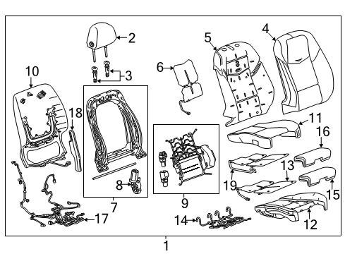 2015 Cadillac ATS Seat Back Cover, Front Diagram for 23372915