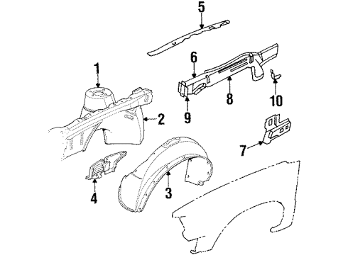 1984 Chevy Citation II Structural Components & Rails Diagram