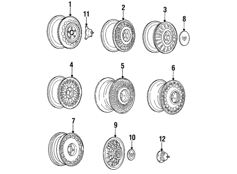 1990 Cadillac Eldorado Wheel Cap, Garnet Red Diagram for 3520834