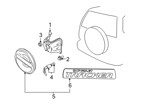 1999 Chevy Tracker Carrier & Components - Spare Tire Diagram