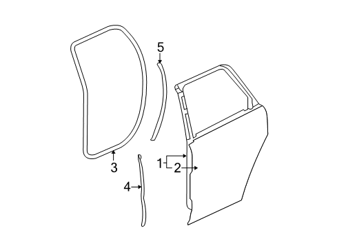 2014 GMC Acadia Door Shell, Rear Driver Side Diagram for 25997633