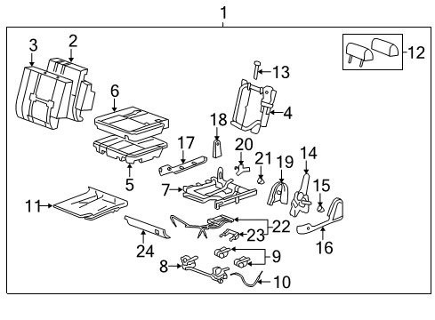 2010 GMC Yukon Seat Back Cover, Rear Diagram for 20904829