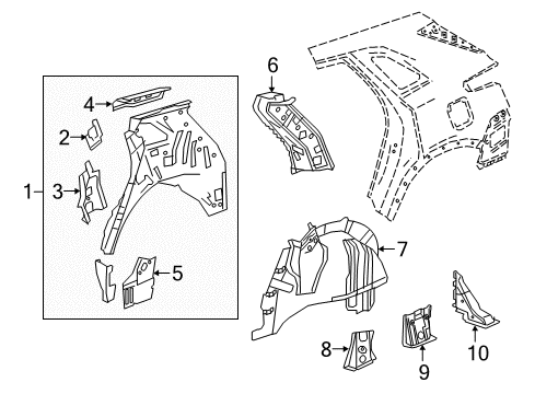 2020 Cadillac XT5 Inner Wheelhouse, Rear Passenger Side Diagram for 84473368