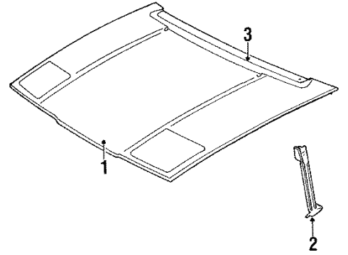 1988 Pontiac Fiero Hood & Components Diagram