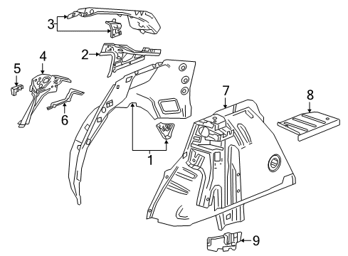 2020 Buick Regal Sportback Inner Structure - Quarter Panel Diagram