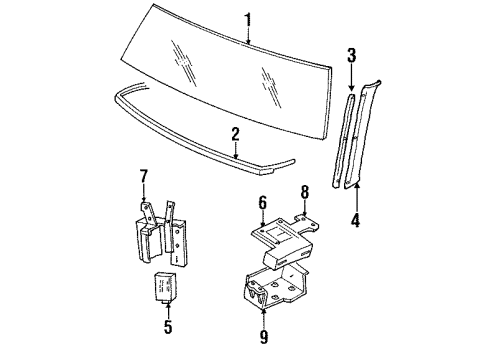 1997 Oldsmobile Regency Glass - Windshield Diagram