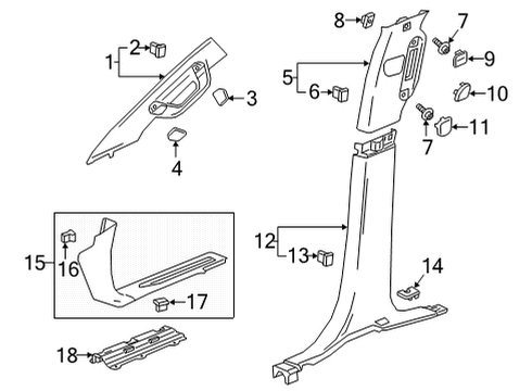 2025 GMC Sierra 3500 HD Upper Center Pillar Trim Cover, Gray Diagram for 84726641