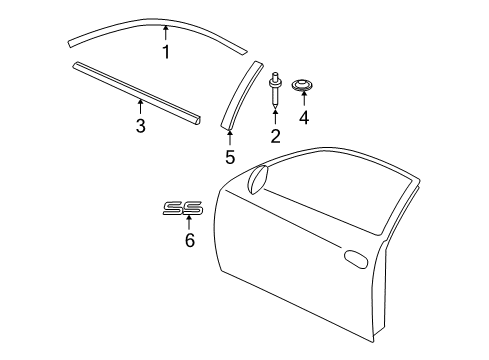 2006 Chevy Monte Carlo Exterior Trim - Door Diagram