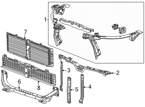 2024 Chevy Traverse Radiator Support Diagram