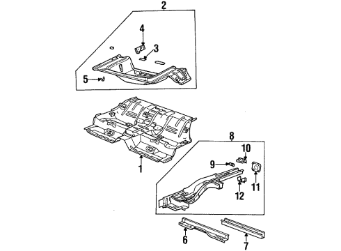 1998 Saturn SL2 Rear Floor & Rails Diagram