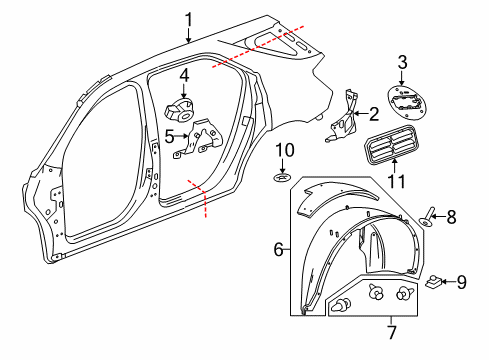 2013 Chevy Equinox Quarter Panel & Components Diagram