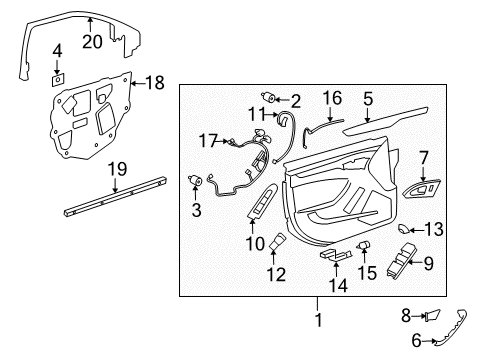 2010 Cadillac CTS Upper Molding, Front Passenger Side Diagram for 15243589