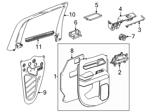 2025 Chevy Silverado 3500 HD Interior Trim - Rear Door Diagram 4 - Thumbnail