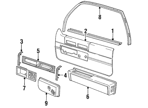 1986 Cadillac DeVille Interior Trim - Door Diagram