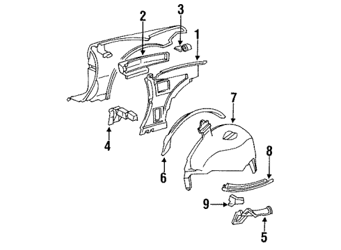 1991 Buick Reatta Inner Structure - Quarter Panel Diagram