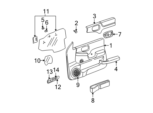 1998 Chevy S10 Interior Trim - Front Door Diagram