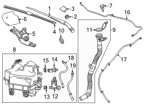 2025 Chevy Equinox EV Wiper Arm Cover Diagram for 15124415