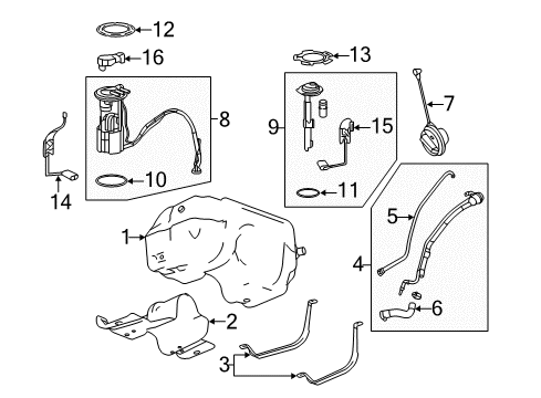 2014 GMC Terrain Fuel Gauge Sending Unit, Passenger Side Diagram for 13504704