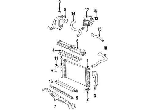 1997 Cadillac Seville Radiator & Components Diagram
