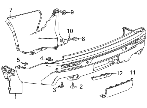 2024 Chevy Traverse Fascia Package, Front & Rear Bumper, Black Diagram for 26562690