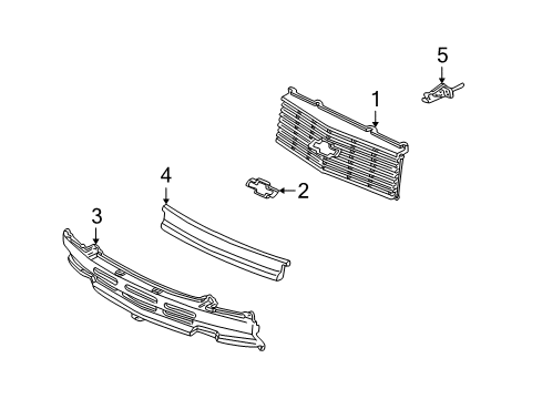 1989 Chevy Astro Grille & Components Diagram