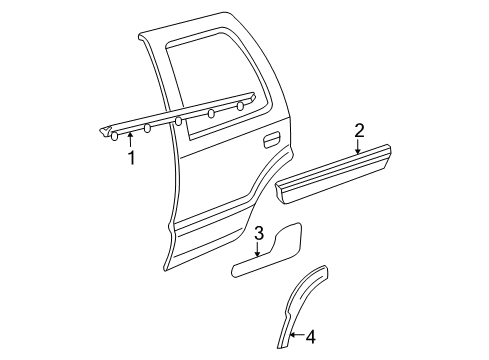 2004 Chevy Tahoe Exterior Trim - Rear Door Diagram