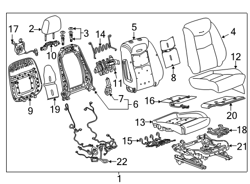 2018 Cadillac XT5 Cushion Cover, Black, Front Diagram for 84628207