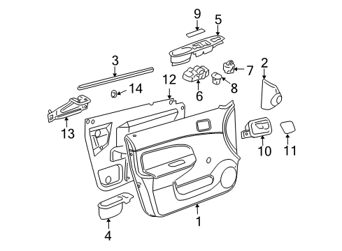 2010 Chevy Cobalt Interior Trim - Front Door Diagram