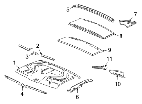 2007 Cadillac XLR Headliner Insulator Diagram for 88956995