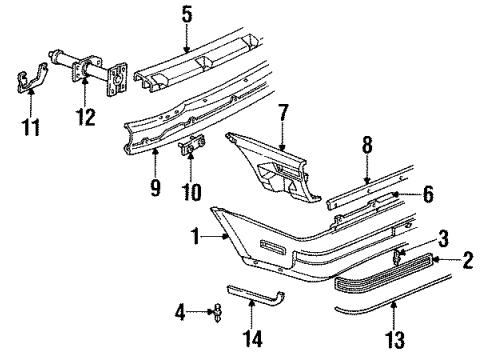 1990 Chevy Cavalier Bumper & Components - Rear Diagram