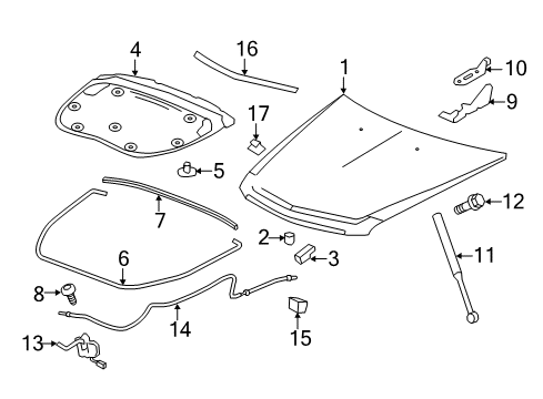 2011 Cadillac CTS Hood & Components Diagram 2 - Thumbnail