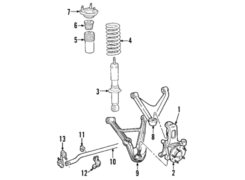 2008 Pontiac Solstice Shock Absorber, Front Diagram for 19133551