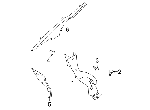 2008 Chevy Aveo Lower Quarter Trim, Black Diagram for 96438738