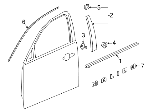 2025 Chevy Malibu Exterior Trim - Front Door Diagram