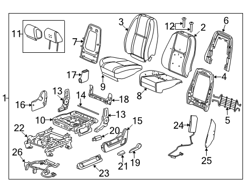 2011 GMC Sierra 3500 HD Seat Cover, Front Diagram for 20779864