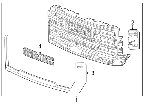 2025 GMC Sierra 3500 HD Grille & Components Diagram 2 - Thumbnail