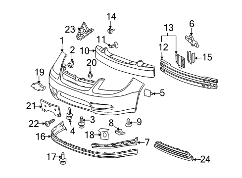 2006 Chevy Cobalt License Bracket, Front Diagram for 15253233